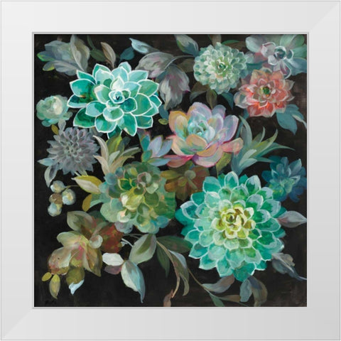 Floral Succulents White Modern Wood Framed Art Print by Nai, Danhui