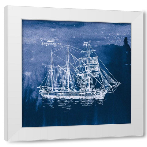 Sailing Ships III Indigo White Modern Wood Framed Art Print by Wild Apple Portfolio