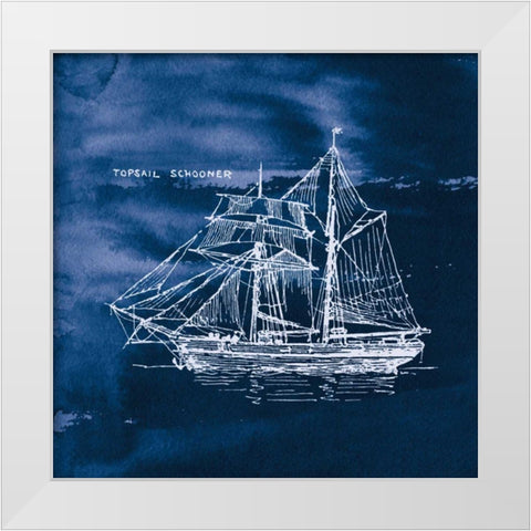 Sailing Ships V Indigo White Modern Wood Framed Art Print by Wild Apple Portfolio