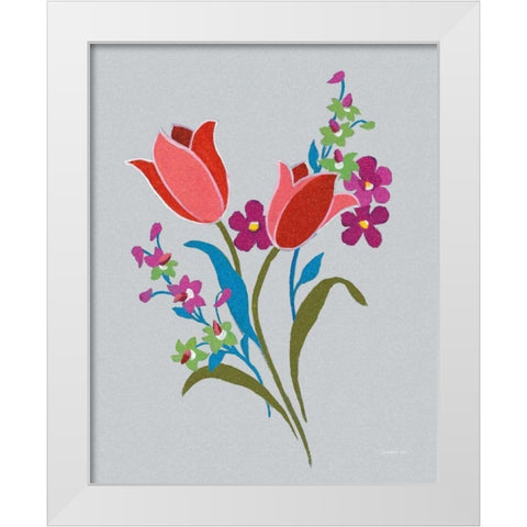 Alpine Bouquet IV Gray White Modern Wood Framed Art Print by Nai, Danhui