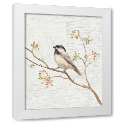 Black Capped Chickadee Vintage v2 White Modern Wood Framed Art Print by Nai, Danhui