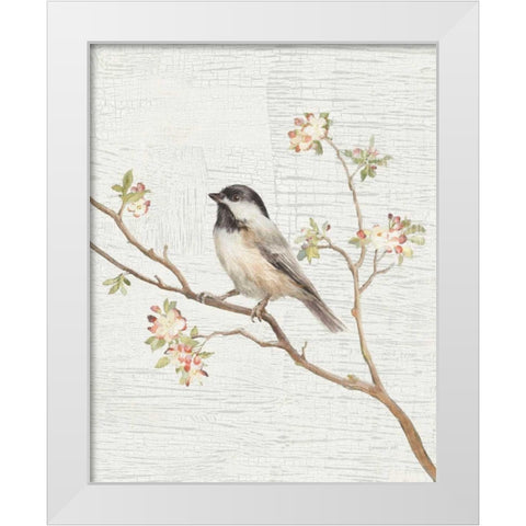 Black Capped Chickadee Vintage v2 White Modern Wood Framed Art Print by Nai, Danhui