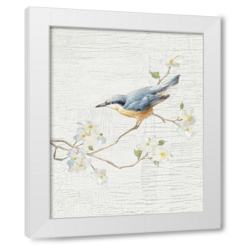 Nuthatch Vintage v2 White Modern Wood Framed Art Print by Nai, Danhui