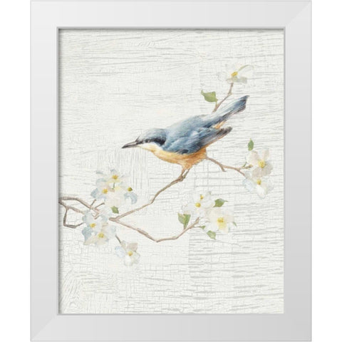 Nuthatch Vintage v2 White Modern Wood Framed Art Print by Nai, Danhui