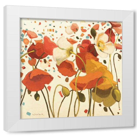 Coral Confetti White Modern Wood Framed Art Print by Novak, Shirley