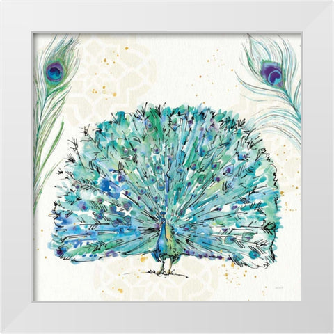 Peacock Garden IX Purple Square no Words White Modern Wood Framed Art Print by Tavoletti, Anne