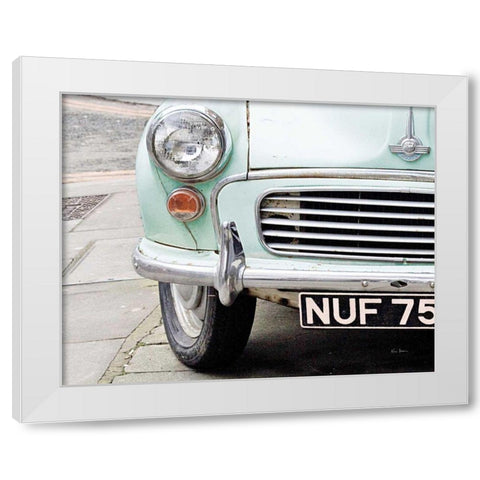 London Traveller Mint and Blush White Modern Wood Framed Art Print by Bevan, Keri