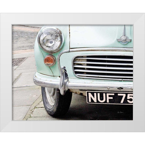 London Traveller Mint and Blush White Modern Wood Framed Art Print by Bevan, Keri