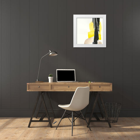 Black and Yellow I White Modern Wood Framed Art Print by Paschke, Chris