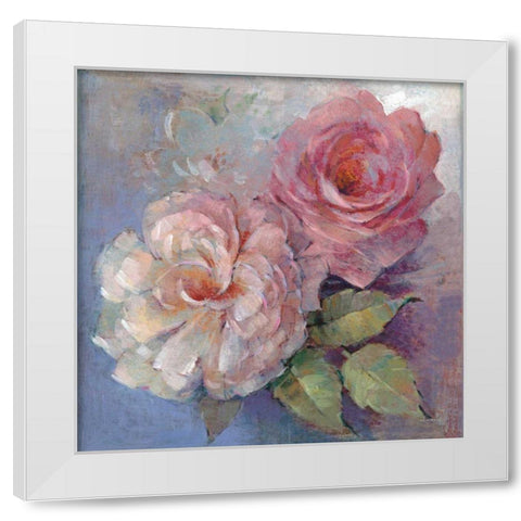 Roses on Blue I Crop White Modern Wood Framed Art Print by McGowan, Peter