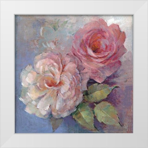 Roses on Blue I Crop White Modern Wood Framed Art Print by McGowan, Peter