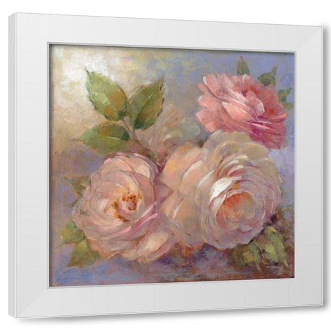 Roses on Blue II Crop White Modern Wood Framed Art Print by McGowan, Peter