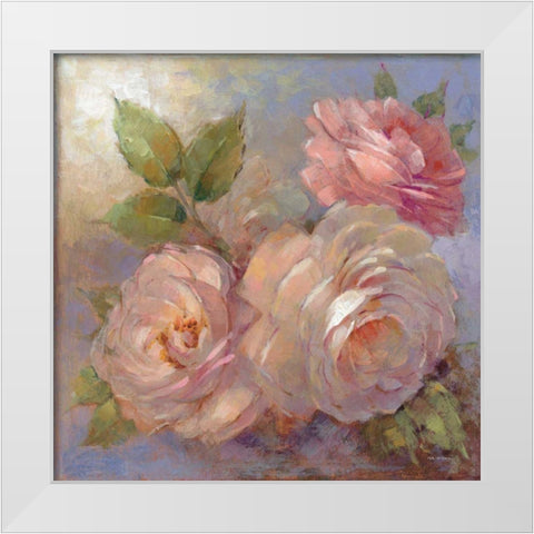 Roses on Blue II Crop White Modern Wood Framed Art Print by McGowan, Peter