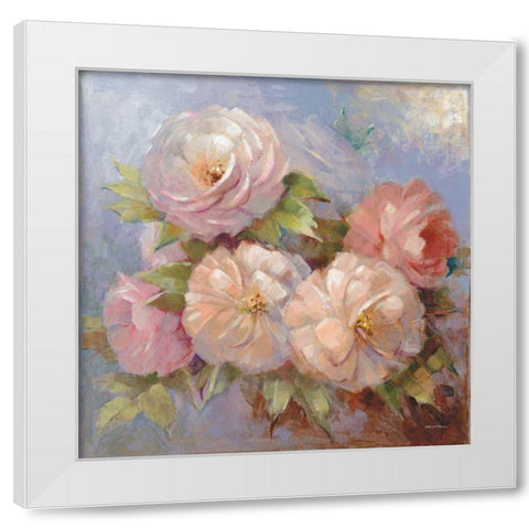 Roses on Blue III Crop White Modern Wood Framed Art Print by McGowan, Peter