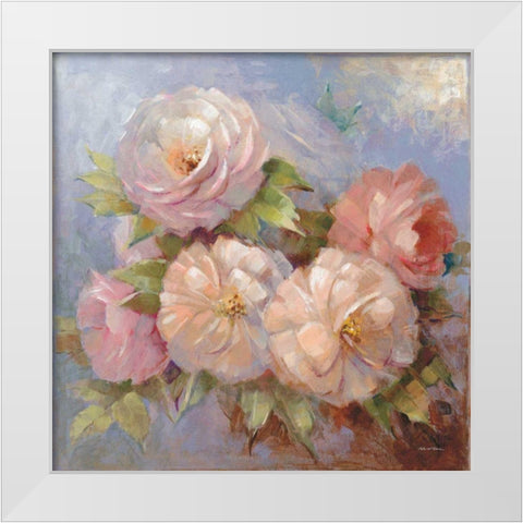 Roses on Blue III Crop White Modern Wood Framed Art Print by McGowan, Peter