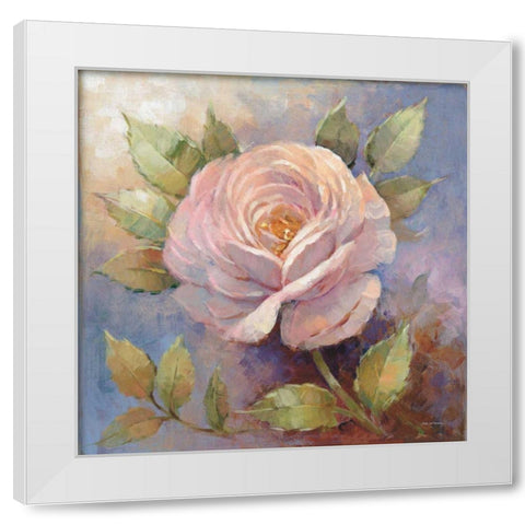 Roses on Blue IV Crop White Modern Wood Framed Art Print by McGowan, Peter