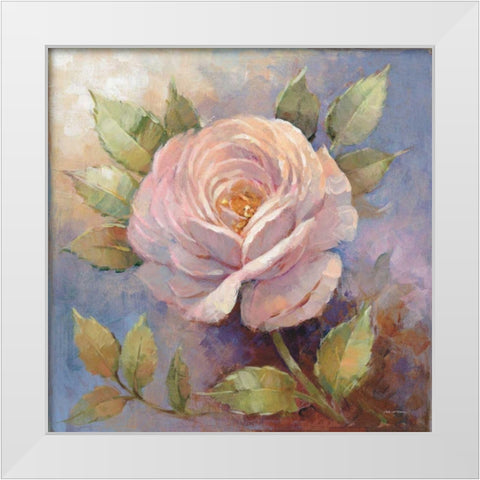Roses on Blue IV Crop White Modern Wood Framed Art Print by McGowan, Peter