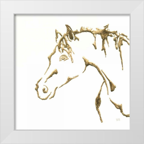 Gilded Cowpony on White White Modern Wood Framed Art Print by Paschke, Chris