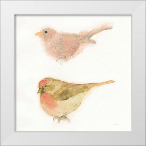 Watercolor Birds II Sq White Modern Wood Framed Art Print by Novak, Shirley