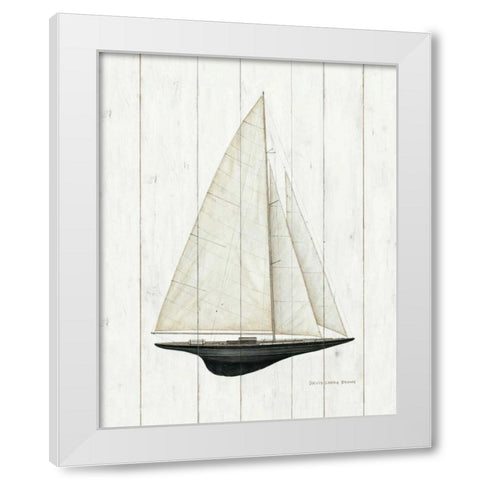 Sailboat II White Modern Wood Framed Art Print by Brown, David Carter