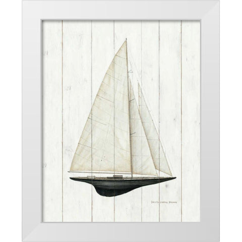 Sailboat II White Modern Wood Framed Art Print by Brown, David Carter