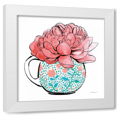 Floral Teacups I White Modern Wood Framed Art Print by Grove, Beth
