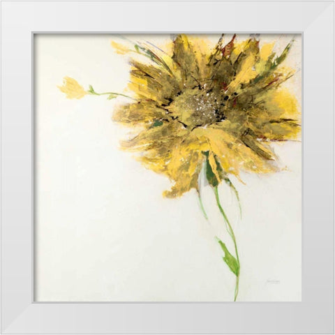 Yellow Daisy on White White Modern Wood Framed Art Print by Griggs, Jan