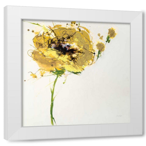 Yellow Poppy Master on White White Modern Wood Framed Art Print by Griggs, Jan