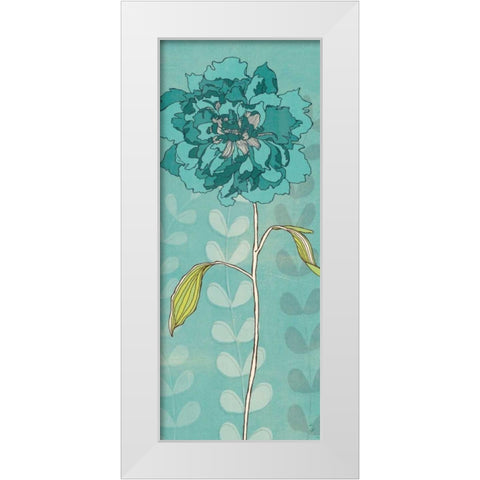 Sarahs Garden in Blue II White Modern Wood Framed Art Print by Adams, Sarah