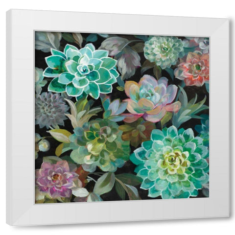 Floral Succulents v2 Crop White Modern Wood Framed Art Print by Nai, Danhui