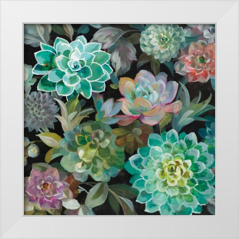 Floral Succulents v2 Crop White Modern Wood Framed Art Print by Nai, Danhui