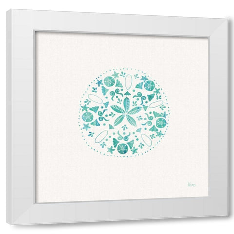 Sea Charms II Teal no Words White Modern Wood Framed Art Print by Charron, Veronique