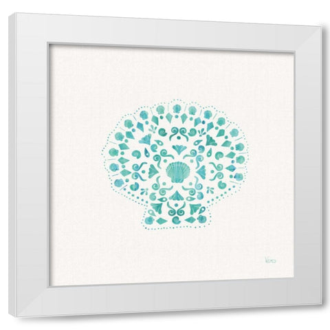 Sea Charms III Teal no Words White Modern Wood Framed Art Print by Charron, Veronique