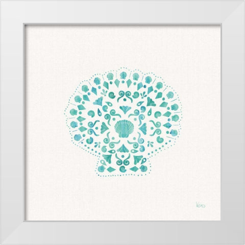 Sea Charms III Teal no Words White Modern Wood Framed Art Print by Charron, Veronique