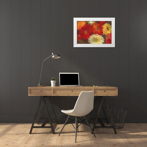 Gerberas White Modern Wood Framed Art Print by Rowan, Carol