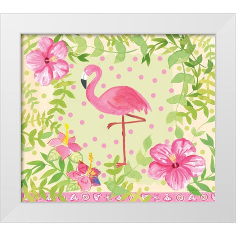 Flamingo Dance I White Modern Wood Framed Art Print by Zaman, Farida