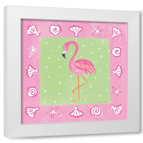 Flamingo Dance II White Modern Wood Framed Art Print by Zaman, Farida