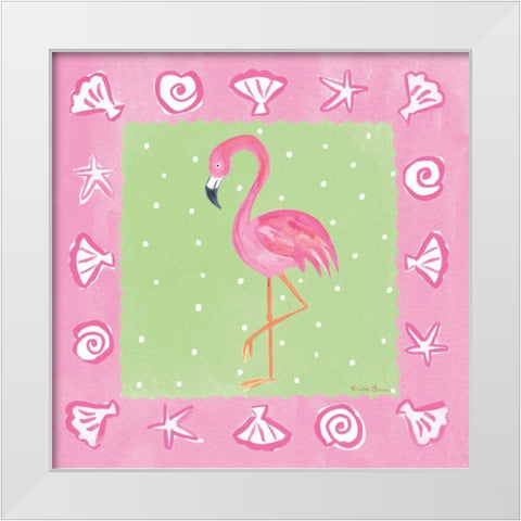 Flamingo Dance II White Modern Wood Framed Art Print by Zaman, Farida