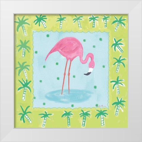 Flamingo Dance III v2 White Modern Wood Framed Art Print by Zaman, Farida
