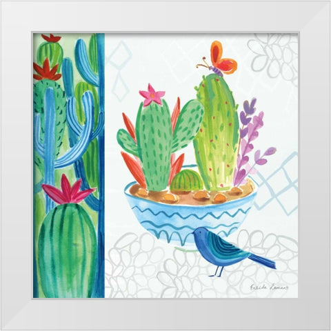Cacti Garden II White Modern Wood Framed Art Print by Zaman, Farida
