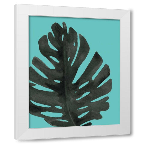 Tropical Palm I BW Turquoise White Modern Wood Framed Art Print by Wild Apple Portfolio