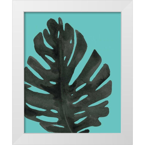 Tropical Palm I BW Turquoise White Modern Wood Framed Art Print by Wild Apple Portfolio