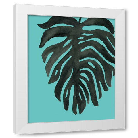 Tropical Palm II BW Turquoise White Modern Wood Framed Art Print by Wild Apple Portfolio