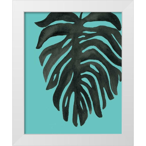 Tropical Palm II BW Turquoise White Modern Wood Framed Art Print by Wild Apple Portfolio