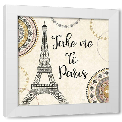 Romance in Paris I White Modern Wood Framed Art Print by Charron, Veronique