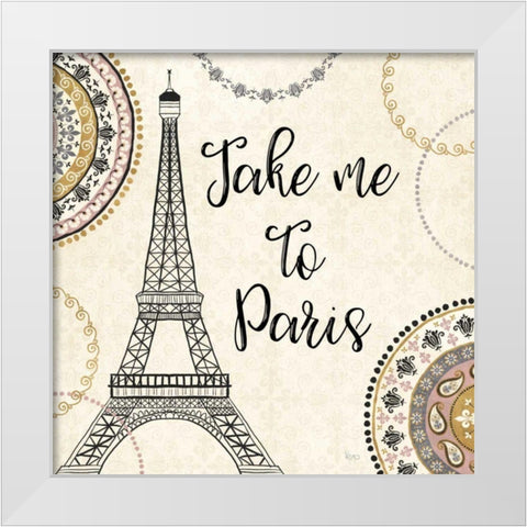 Romance in Paris I White Modern Wood Framed Art Print by Charron, Veronique