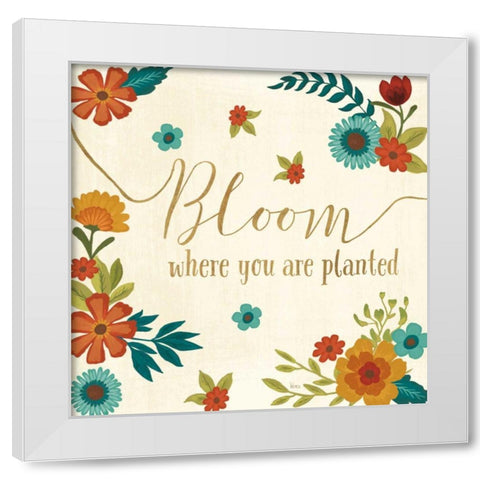 Flourish I White Modern Wood Framed Art Print by Charron, Veronique