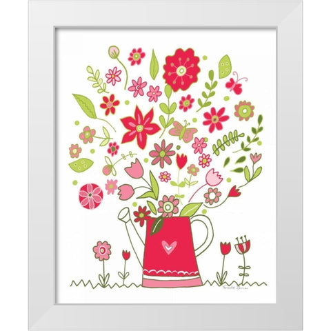 Valentines Flowers III White Modern Wood Framed Art Print by Zaman, Farida