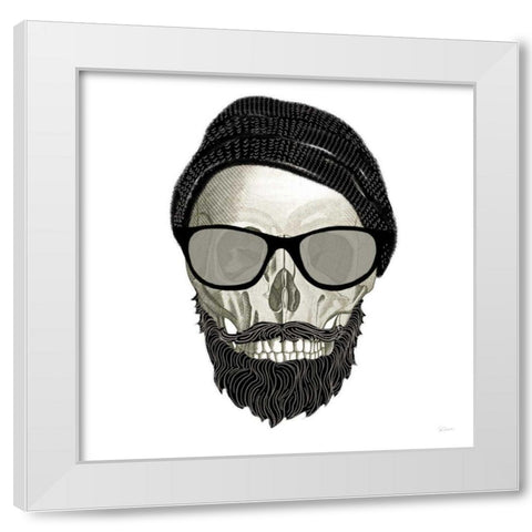 Hipster Skull II White Modern Wood Framed Art Print by Schlabach, Sue