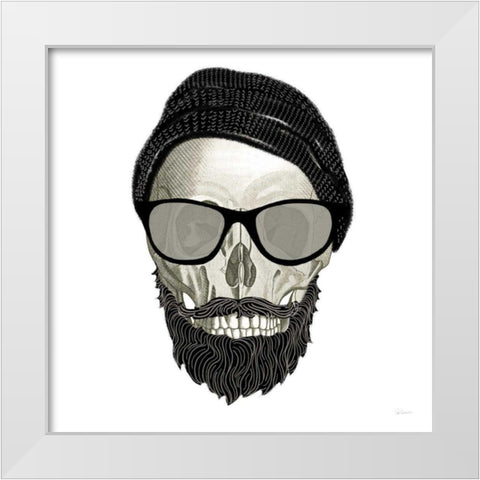 Hipster Skull II White Modern Wood Framed Art Print by Schlabach, Sue